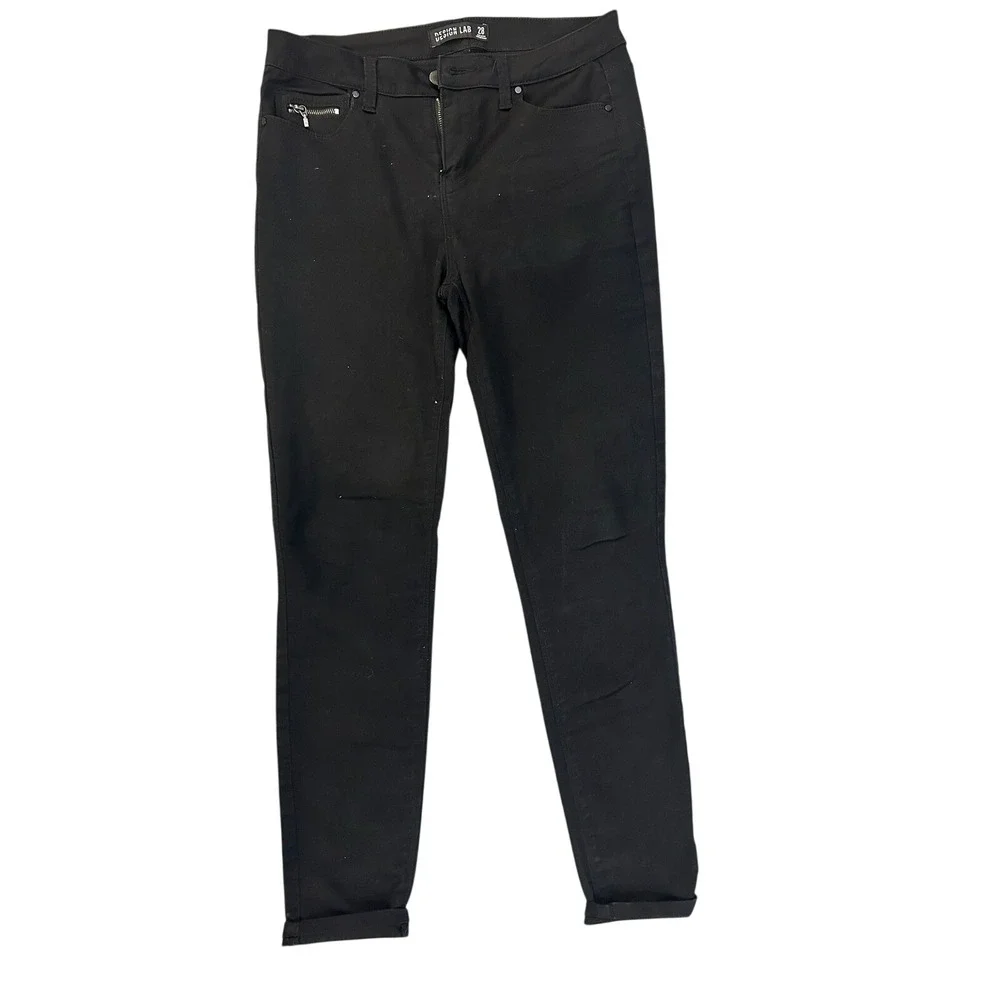 DESIGN‎ LAB Women Black Skinny Jeans Zipper Detail Size 28